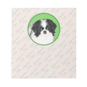 Japanese Chin Puppy Painting - Original Dog Art Notepad