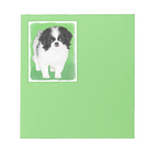 Japanese Chin Puppy Painting - Original Dog Art Notepad