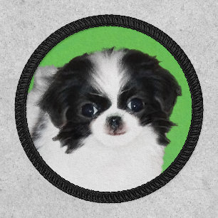 Japanese Chin Puppy Painting - Original Dog Art Patch