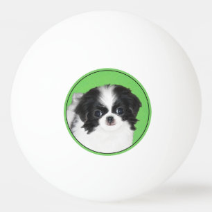 Japanese Chin Puppy Painting - Original Dog Art Ping Pong Ball