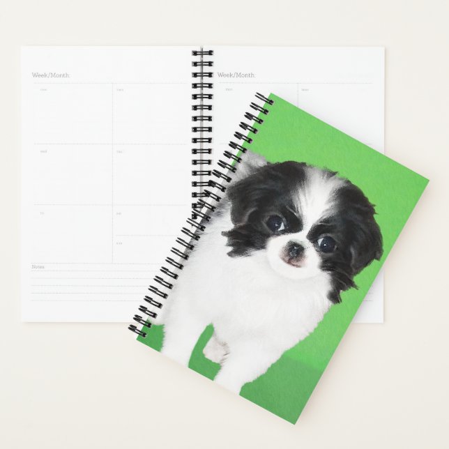 Japanese Chin Puppy Painting - Original Dog Art Planner (Display)