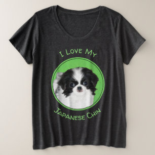 Japanese Chin Puppy Painting - Original Dog Art Plus Size T-Shirt