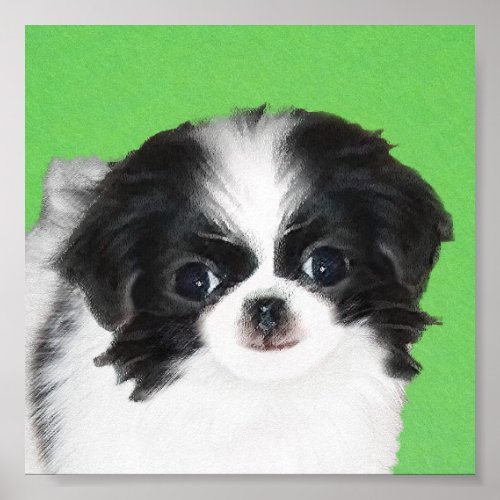 Japanese Chin Puppy Painting _ Original Dog Art Poster