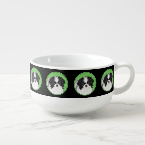 Japanese Chin Puppy Painting _ Original Dog Art Soup Mug