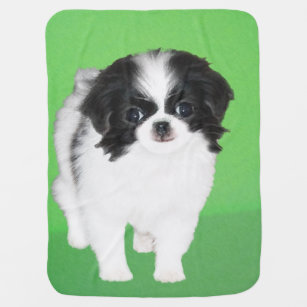 Japanese Chin Puppy Painting - Original Dog Art Stroller Blanket