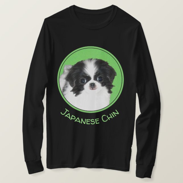 Japanese Chin Puppy Painting - Original Dog Art T-Shirt (Design Front)