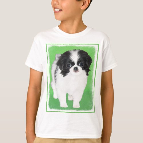 Japanese Chin Puppy Painting _ Original Dog Art T_Shirt