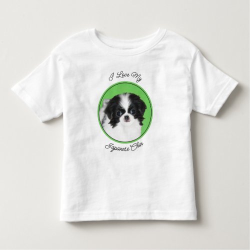 Japanese Chin Puppy Painting _ Original Dog Art Toddler T_shirt