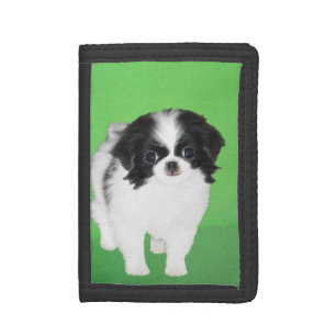 Japanese Chin Puppy Painting - Original Dog Art Trifold Wallet