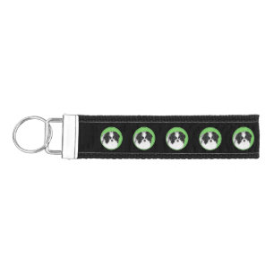 Japanese Chin Puppy Painting - Original Dog Art Wrist Keychain