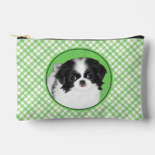 Japanese Chin Puppy Painting Original Pet Dog Art Accessory Pouch