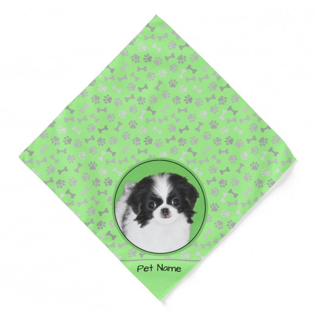 Japanese Chin Puppy Painting Original Pet Dog Art Bandana (Front)