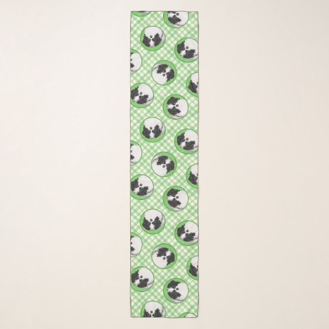 Japanese Chin Puppy Painting Original Pet Dog Art Scarf (Front)