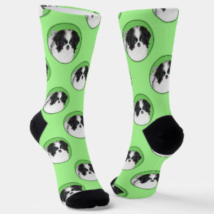 Japanese Chin Puppy Painting Original Pet Dog Art Socks