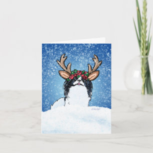 Japanese Chin Reindeer Holiday Card