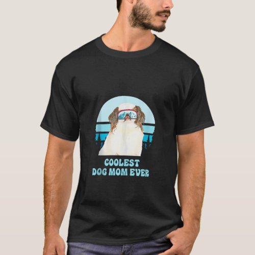 Japanese Chin Skiing Winter Coolest Dog Mom Ever T T_Shirt