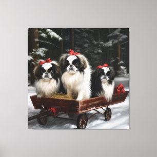 Japanese Chin Snowy Sleigh Christmas Decor