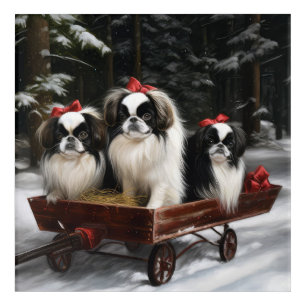 Japanese Chin Snowy Sleigh Christmas Decor