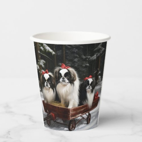 Japanese Chin Snowy Sleigh Christmas Decor Paper Cups