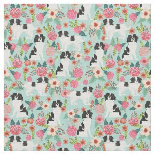 japanese chin vintage florals mint fabric