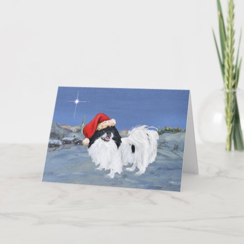 Japanese Chin Winter Night Holiday Card