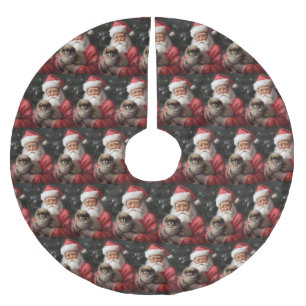 Japanese Chin With Santa Claus Festive Christmas Brushed Polyester Tree Skirt