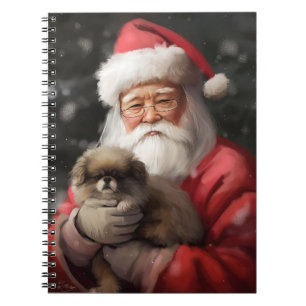 Japanese Chin With Santa Claus Festive Christmas Notebook