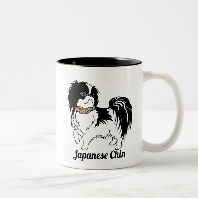 Japanese Chin Your Text Two-Tone Coffee Mug (Right)