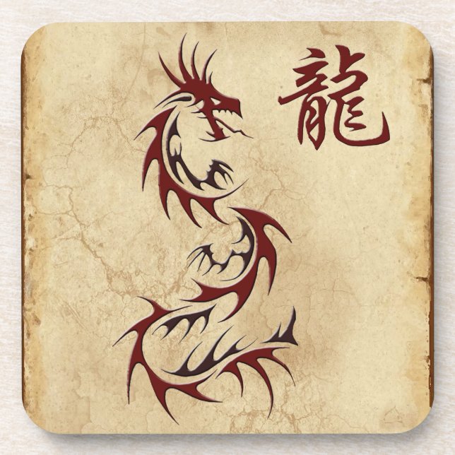 Japanese Chinese Dragon Asian Art Coasters (Front)