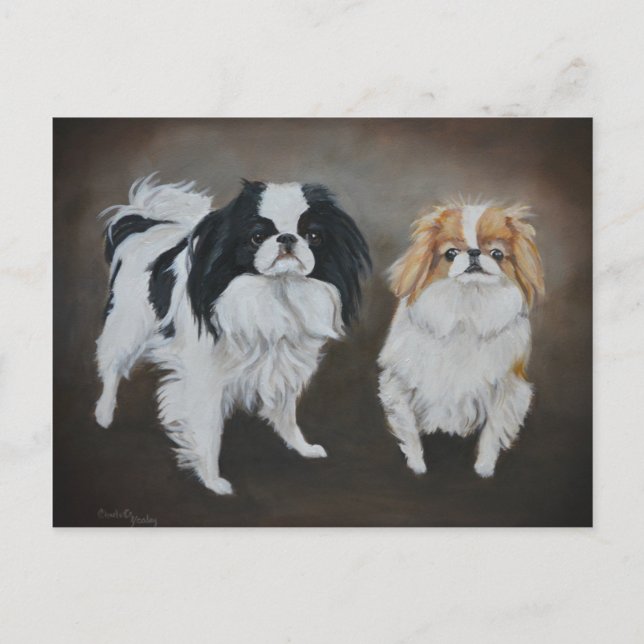 Japanese Chins Dog Art Postcard (Front)