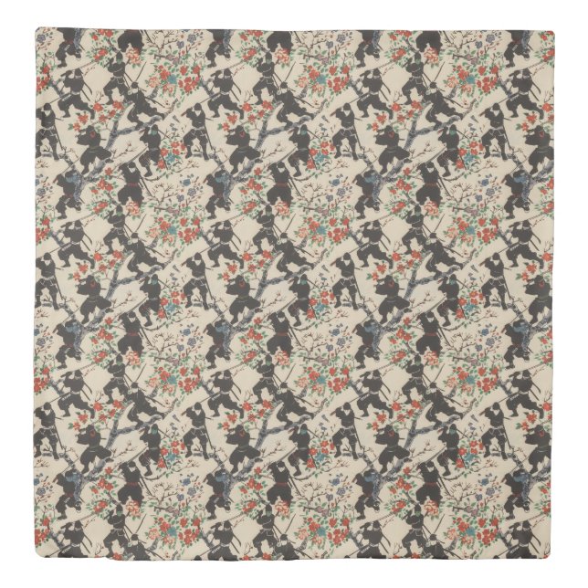 Japanese Chiyogami Ninja Pattern Duvet Cover (Front)