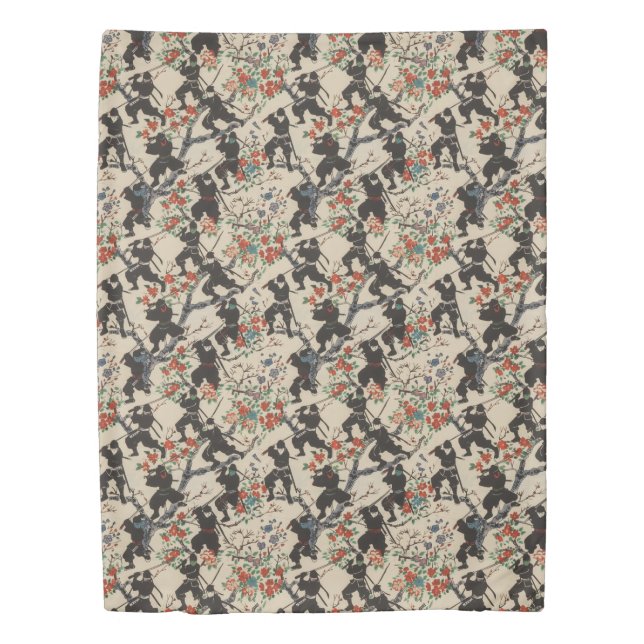 Japanese Chiyogami Ninja Pattern Duvet Cover (Front)
