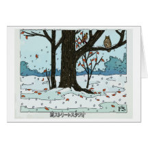 Japanese Christmas Snow & Birds Card