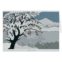 Japanese Christmas Snow & Mountain Card