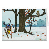 Japanese Christmas Snow Ski & Birds (Front Horizontal)