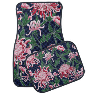 Japanese Chrysanthemum Peonies Vintage Pattern Car Floor Mat