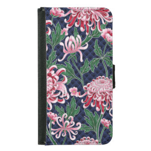Japanese Chrysanthemum Peonies Vintage Pattern Samsung Galaxy S5 Wallet Case