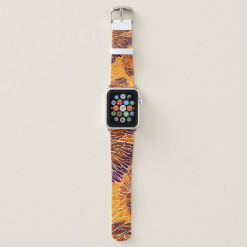 Japanese Chrysanthemum Watercolor Seamless Patter Apple Watch Band