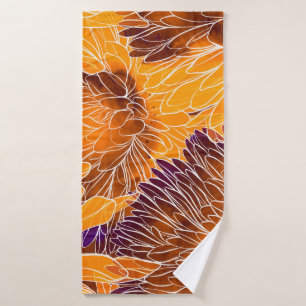 Japanese Chrysanthemum: Watercolor Seamless Patter Bath Towel