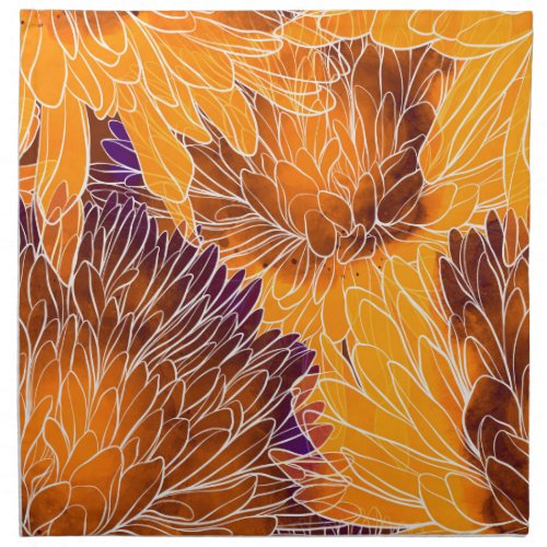 Japanese Chrysanthemum Watercolor Seamless Patter Cloth Napkin