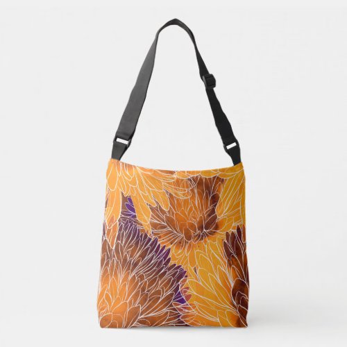 Japanese Chrysanthemum Watercolor Seamless Patter Crossbody Bag