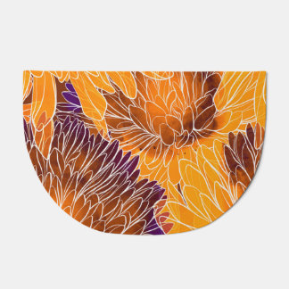 Japanese Chrysanthemum: Watercolor Seamless Patter Doormat