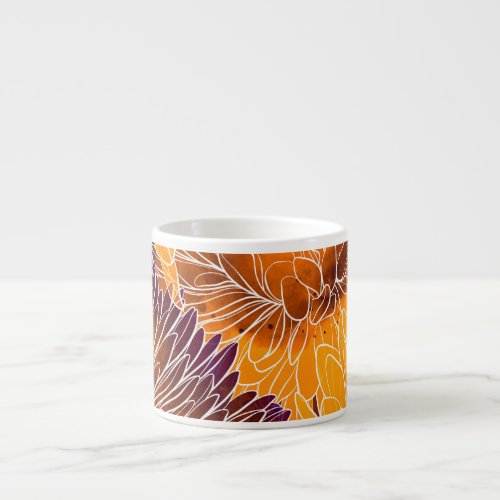 Japanese Chrysanthemum Watercolor Seamless Patter Espresso Cup