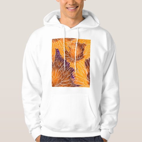 Japanese Chrysanthemum Watercolor Seamless Patter Hoodie