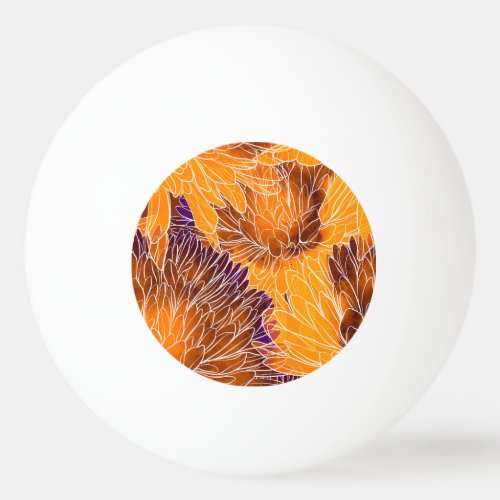 Japanese Chrysanthemum Watercolor Seamless Patter Ping Pong Ball