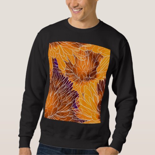 Japanese Chrysanthemum Watercolor Seamless Patter Sweatshirt