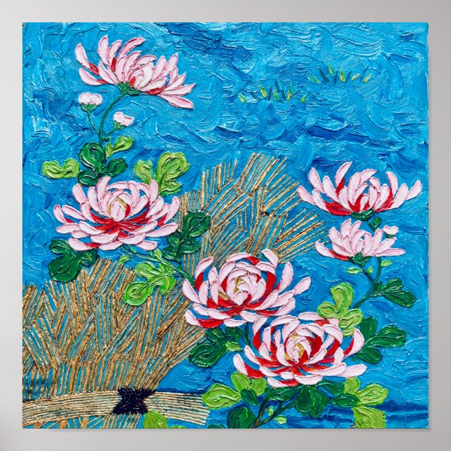 Japanese Chrysanthemums After Van Gogh Poster (Front)