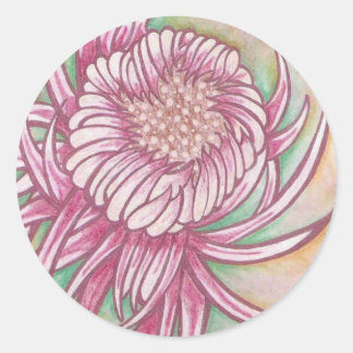 Japanese Chrysanthemums Classic Round Sticker