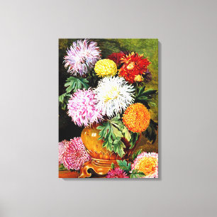 Japanese Chrysanthemums, fine art painting Canvas Print