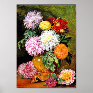 Japanese Chrysanthemums, fine art painting Poster